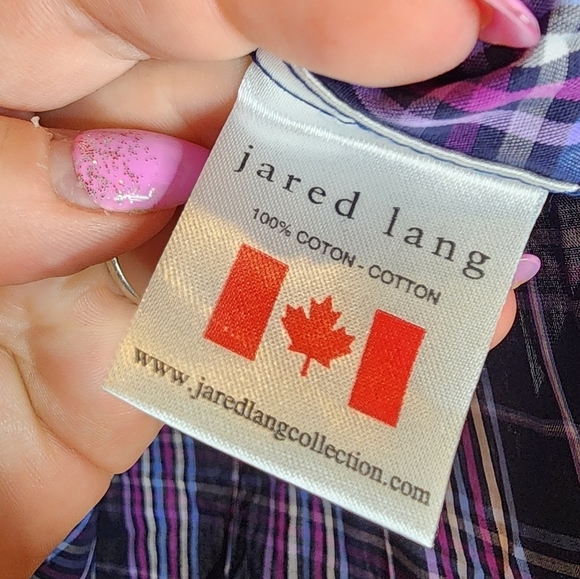 NWT Jared Lang Purple Plaid Roll Tab Sleeve Button down shirt. Men's size 3XL - Picture 13 of 16